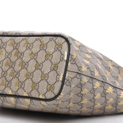 Gucci Soft GG Supreme Monogram Bees Small Crossbody Tote Beige Oro Black 7 of 9