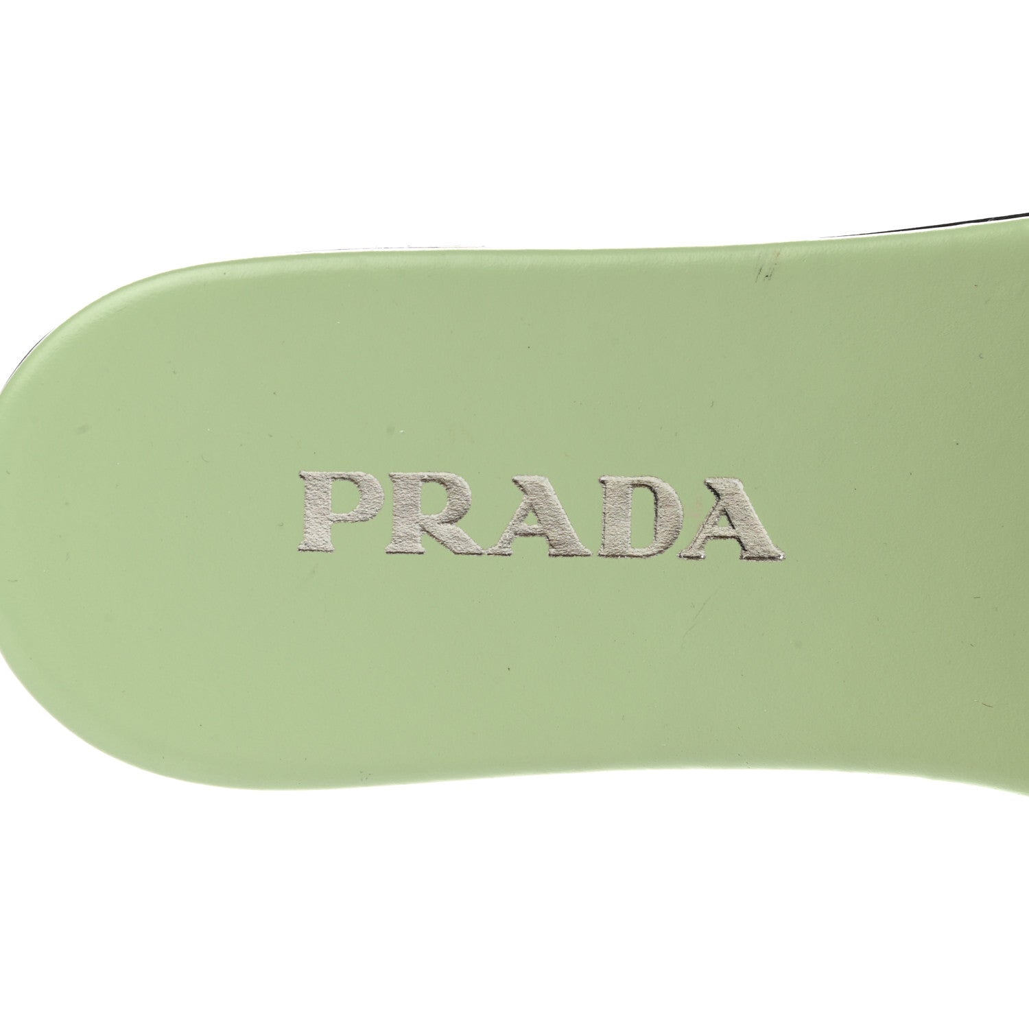 Prada Spazzolato Logo Triangle Cut Out Flat Slide Sandals 38.5 Acqua 7 of 10