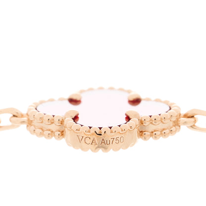 Van Cleef & Arpels 18K Rose Gold Carnelian 5 Motifs Guilloche Vintage Alhambra Bracelet 3 of 5