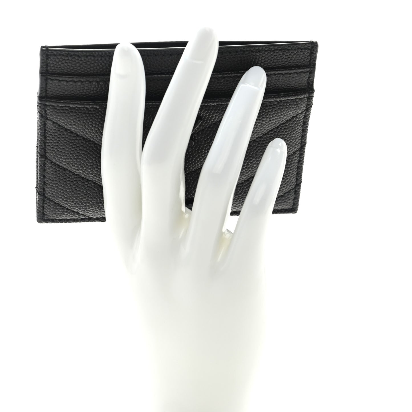 Grain De Poudre Matelasse Chevron Monochrome Monogram Credit Card Case Black