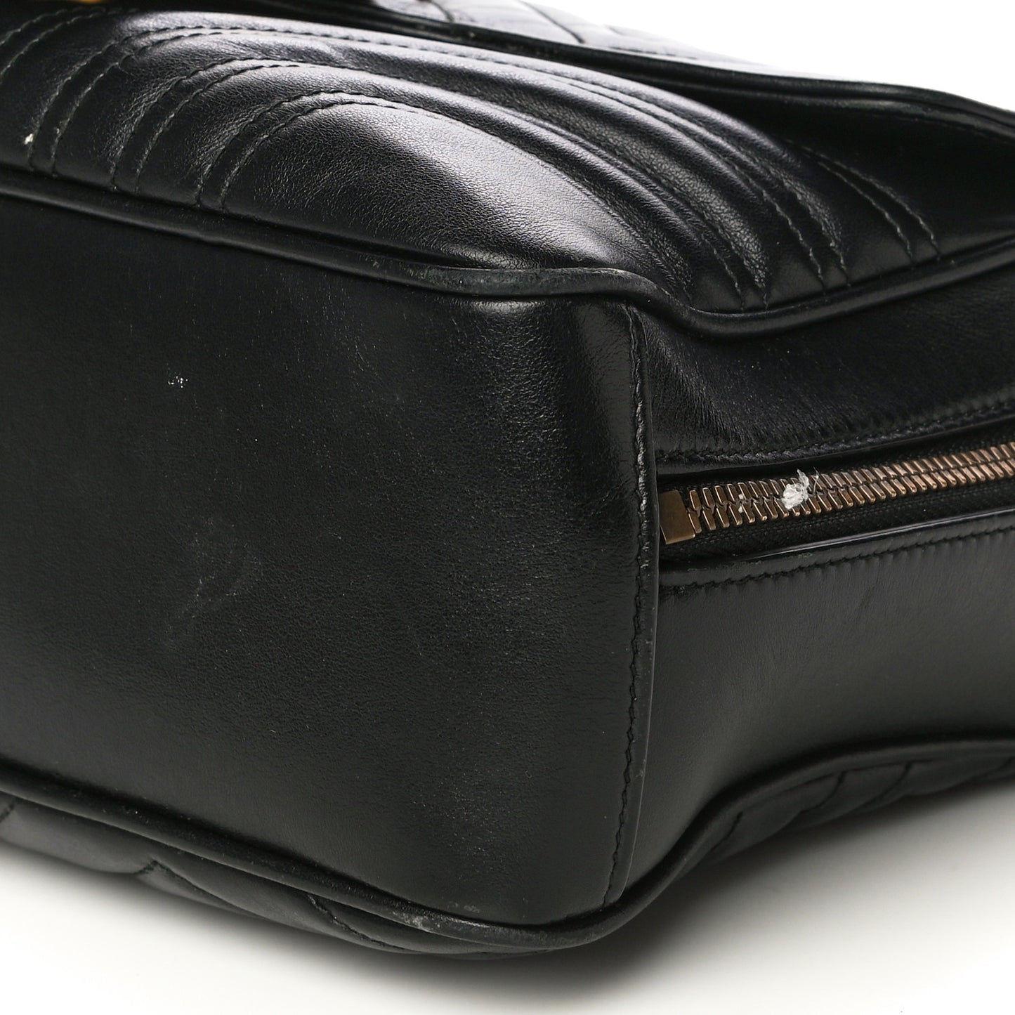 Calfskin Matelasse Sylvie Web Small GG Marmont Top Handle Shoulder Bag Black
