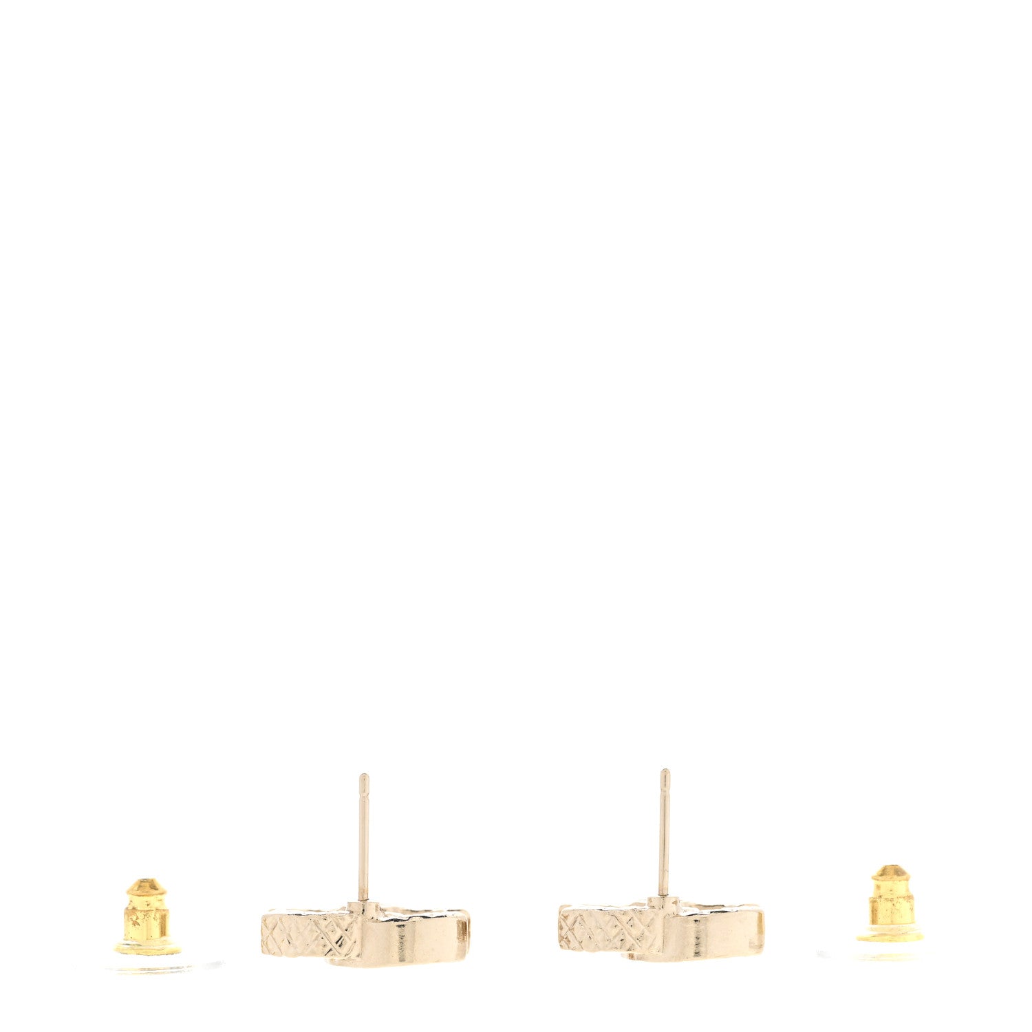 Chanel Textured Metal Crystal CC Earrings Gold 3 of 4