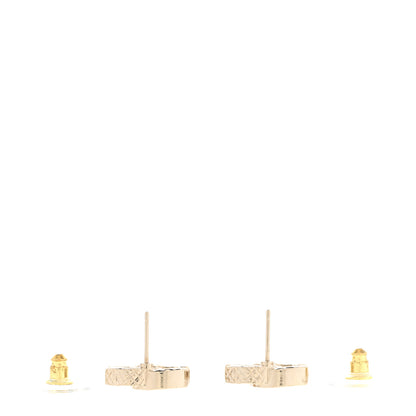 Chanel Textured Metal Crystal CC Earrings Gold 3 of 4