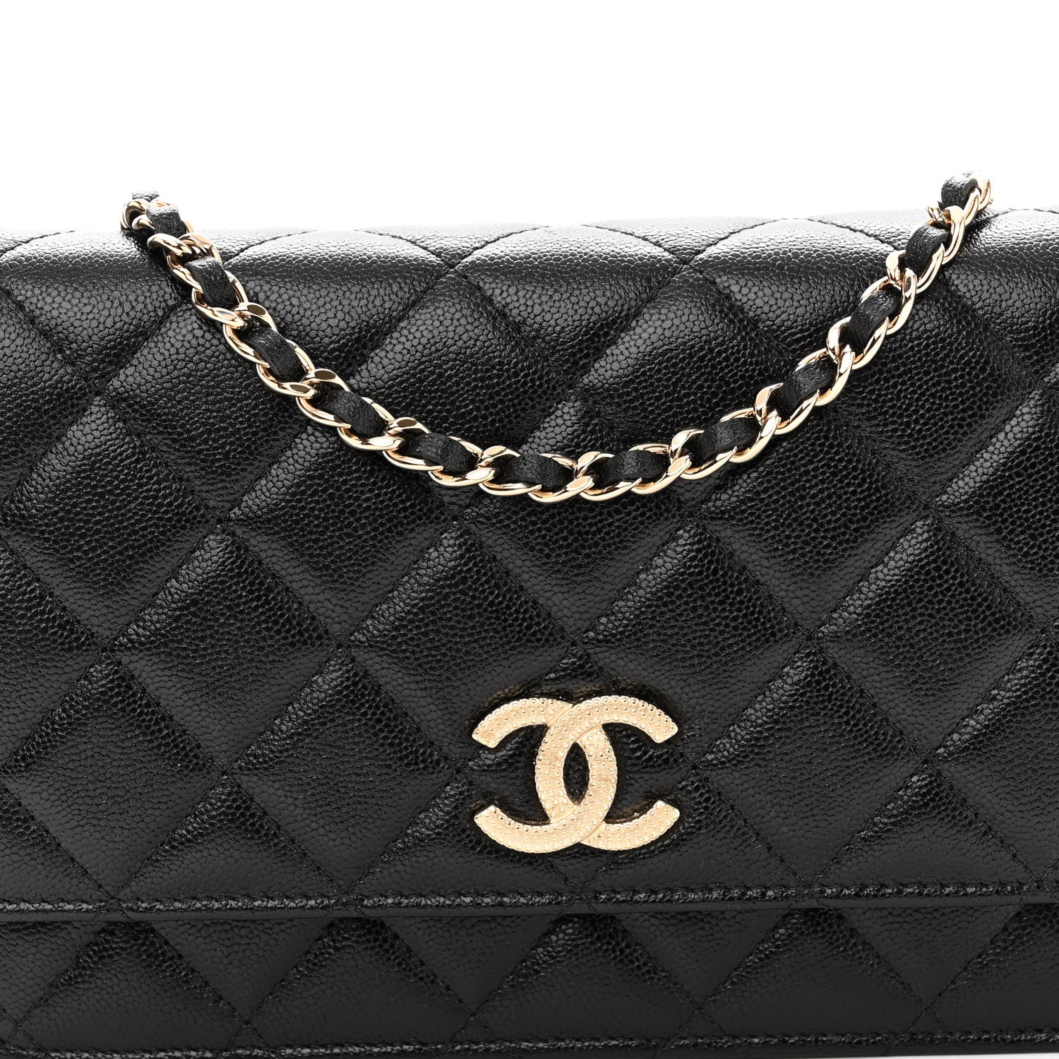 Chanel Caviar Quilted Studded CC Wallet on Chain WOC Black 9 of 12