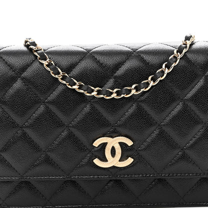 Chanel Caviar Quilted Studded CC Wallet on Chain WOC Black 9 of 12