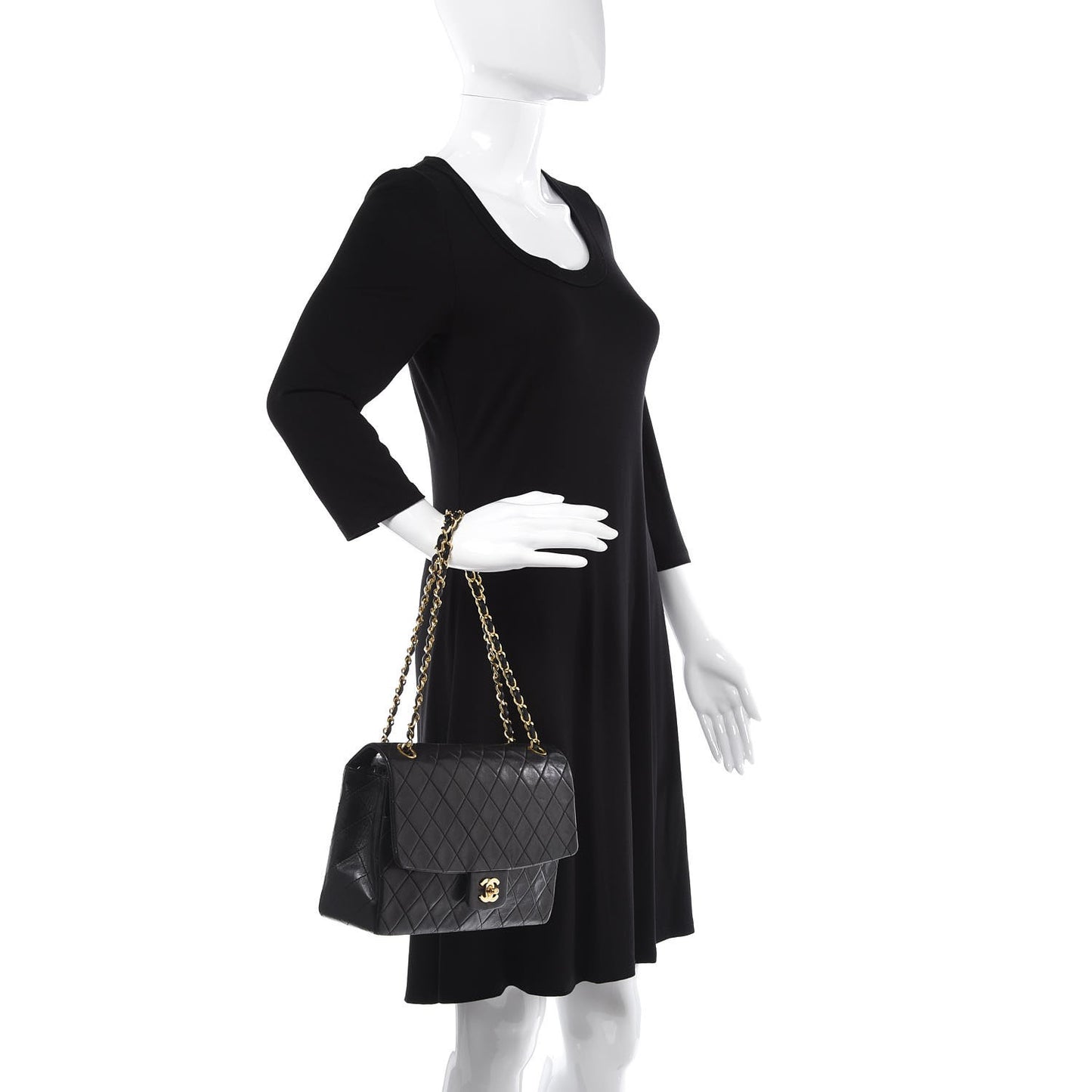 Lambskin Quilted Medium Single Flap Black