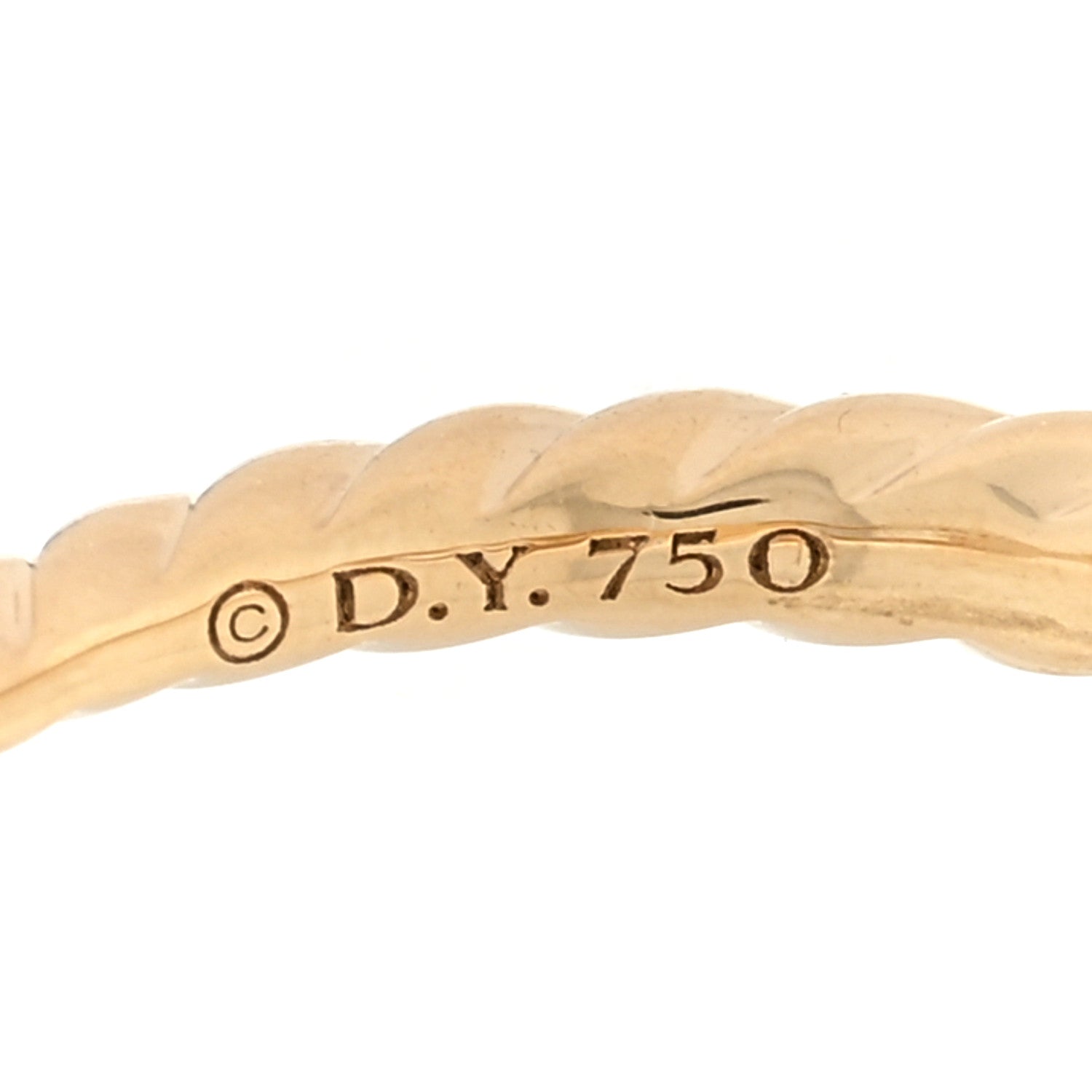 David Yurman 18K Yellow Gold Diamond 4.5mm Stax Single Row Chain Link Ring 50 5.5 4 of 4