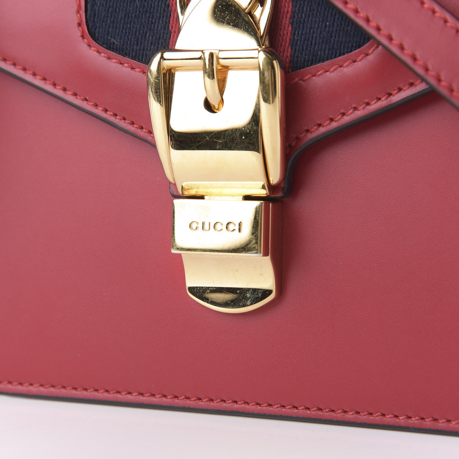 Gucci Calfskin Mini Sylvie Top Handle Bag Hibiscus Red 9 of 9