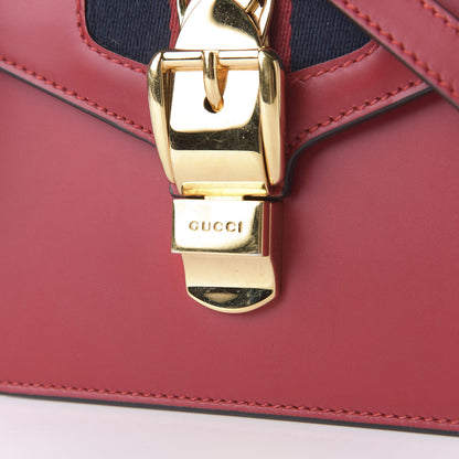 Gucci Calfskin Mini Sylvie Top Handle Bag Hibiscus Red 9 of 9