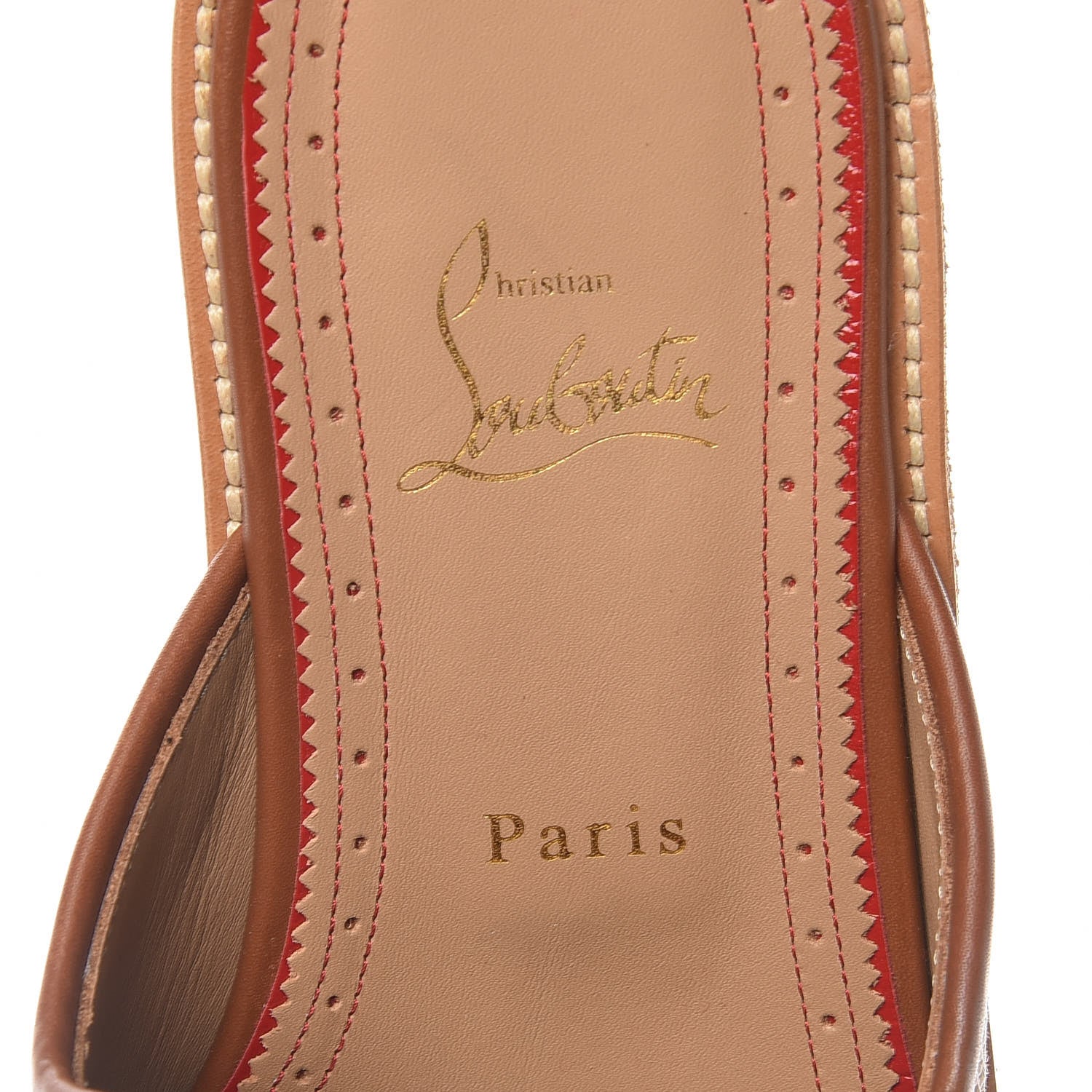Christian Louboutin Calfskin Nappa Paille Matelasse Mens Youseffo Flat 41 Beige Cuoio 6 of 9