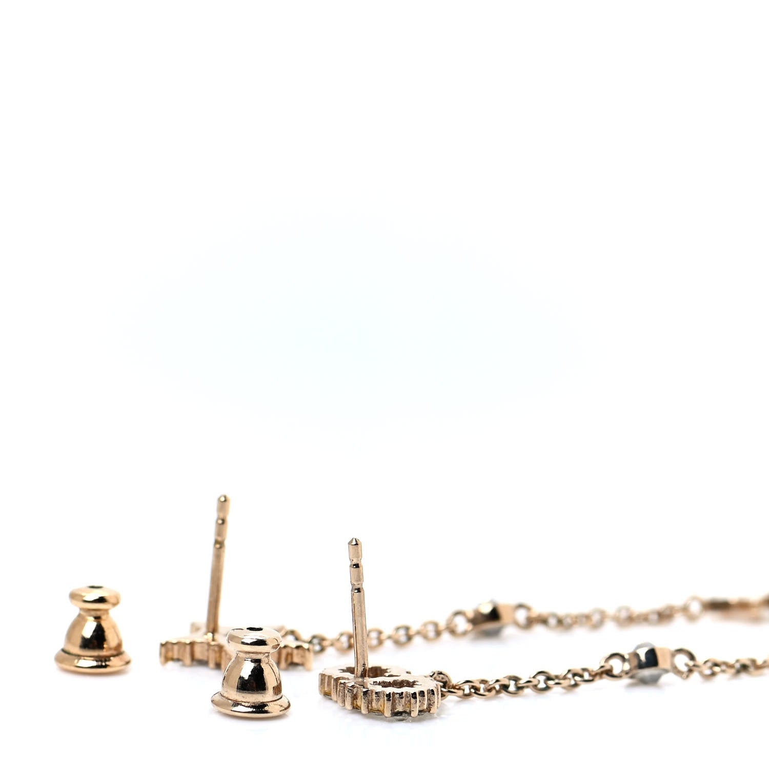 Christian Dior Pearl Crystal Shiny-D Dangle Chain Earrings Gold 3 of 4