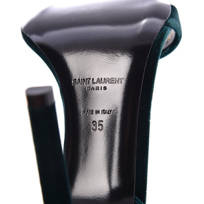 Saint Laurent Velvet Amber 105 Ankle Strap Sandals 35 Malachite 6 of 8