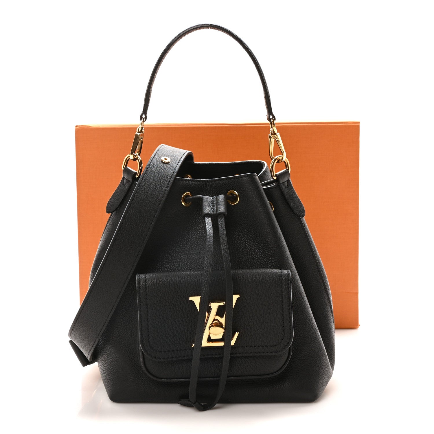 Louis Vuitton Calfskin Lockme Bucket MM Black 10 of 10