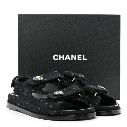 Chanel Denim Printed Dad Sandals 38 Black 9 of 9