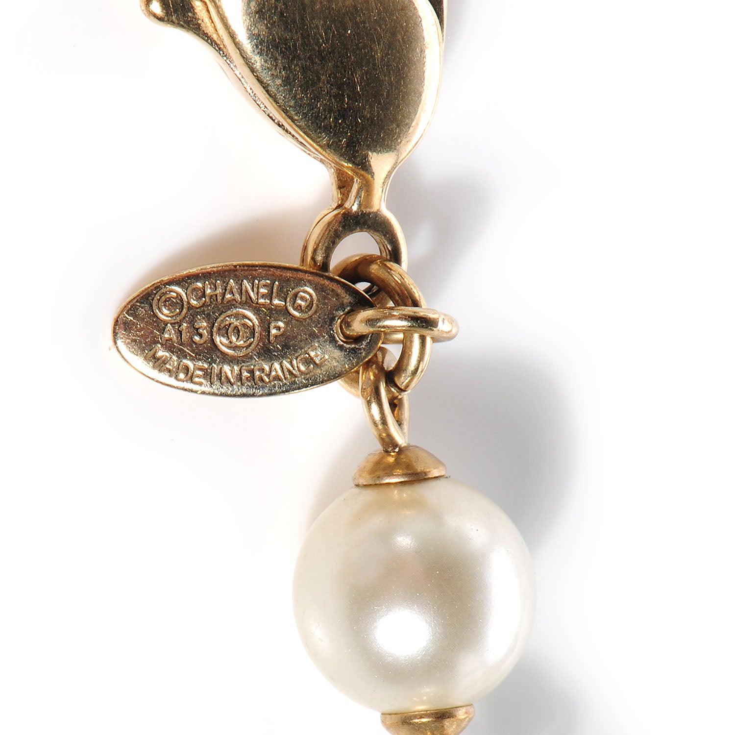 Chanel Pearl Crystal Camellia CC Necklace Gold 8 of 8