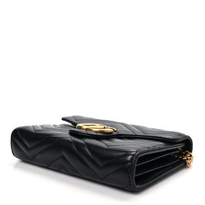 Gucci Calfskin Matelasse GG Marmont Chain Wallet Black 6 of 6