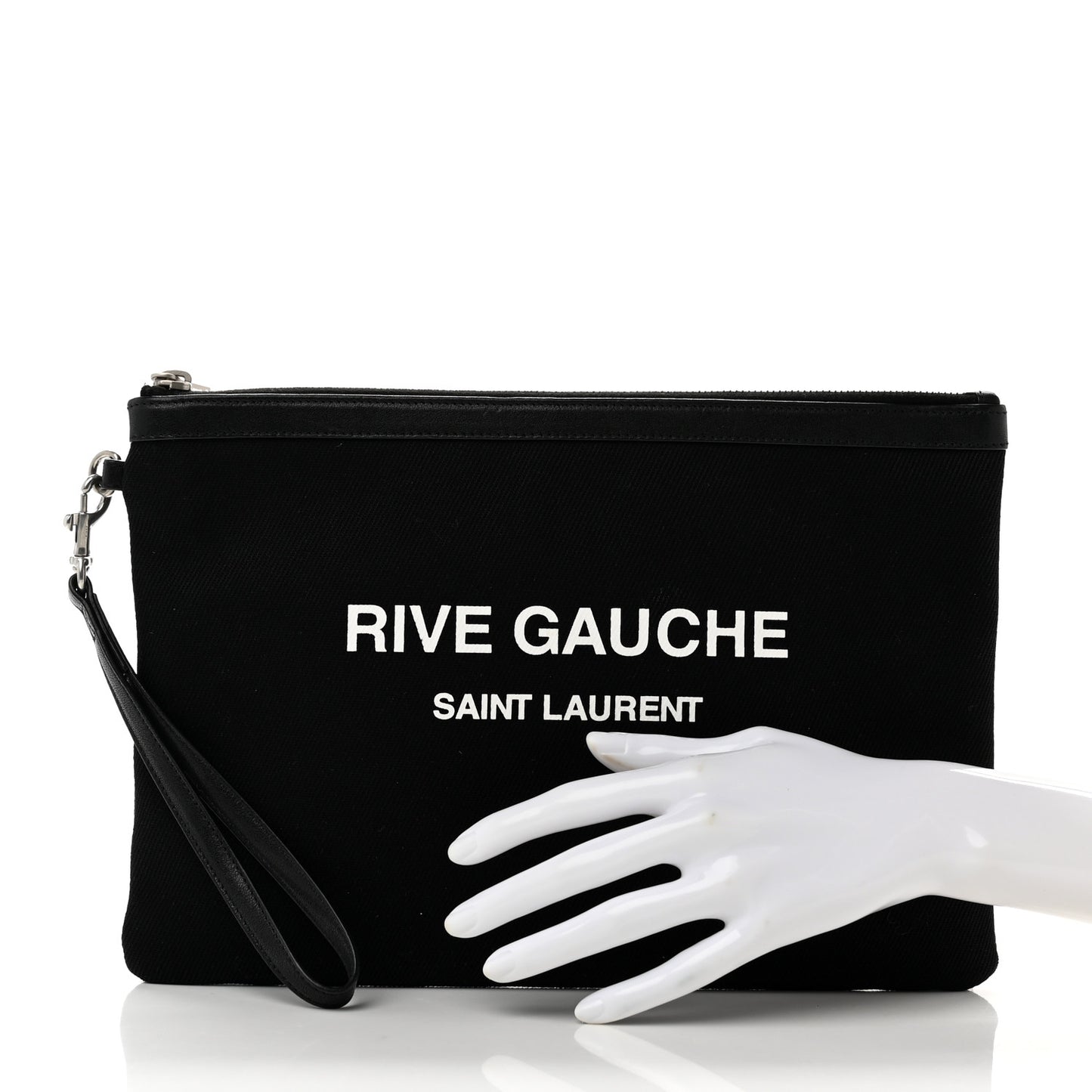Linen Canvas Rive Gouche Zipped Pouch Black