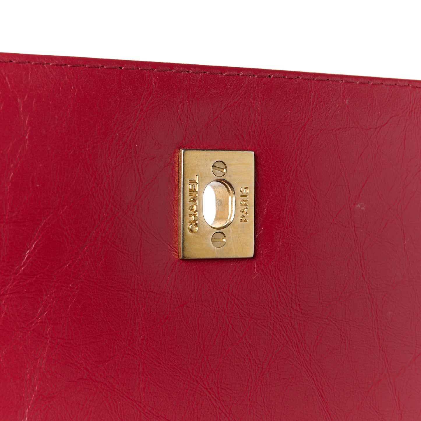 Calfskin Chevron Quilted Top Handle Flap Red