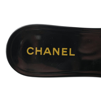 Chanel Patent Camellia CC Slides 36 Black 7 of 9