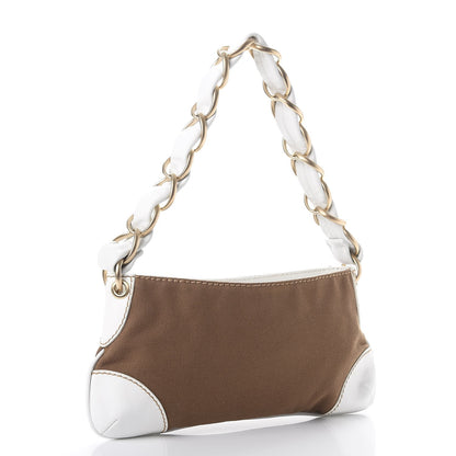 Chanel Lambskin Canvas CC Olsen Chain Small Shoulder Bag White Brown 3 of 8