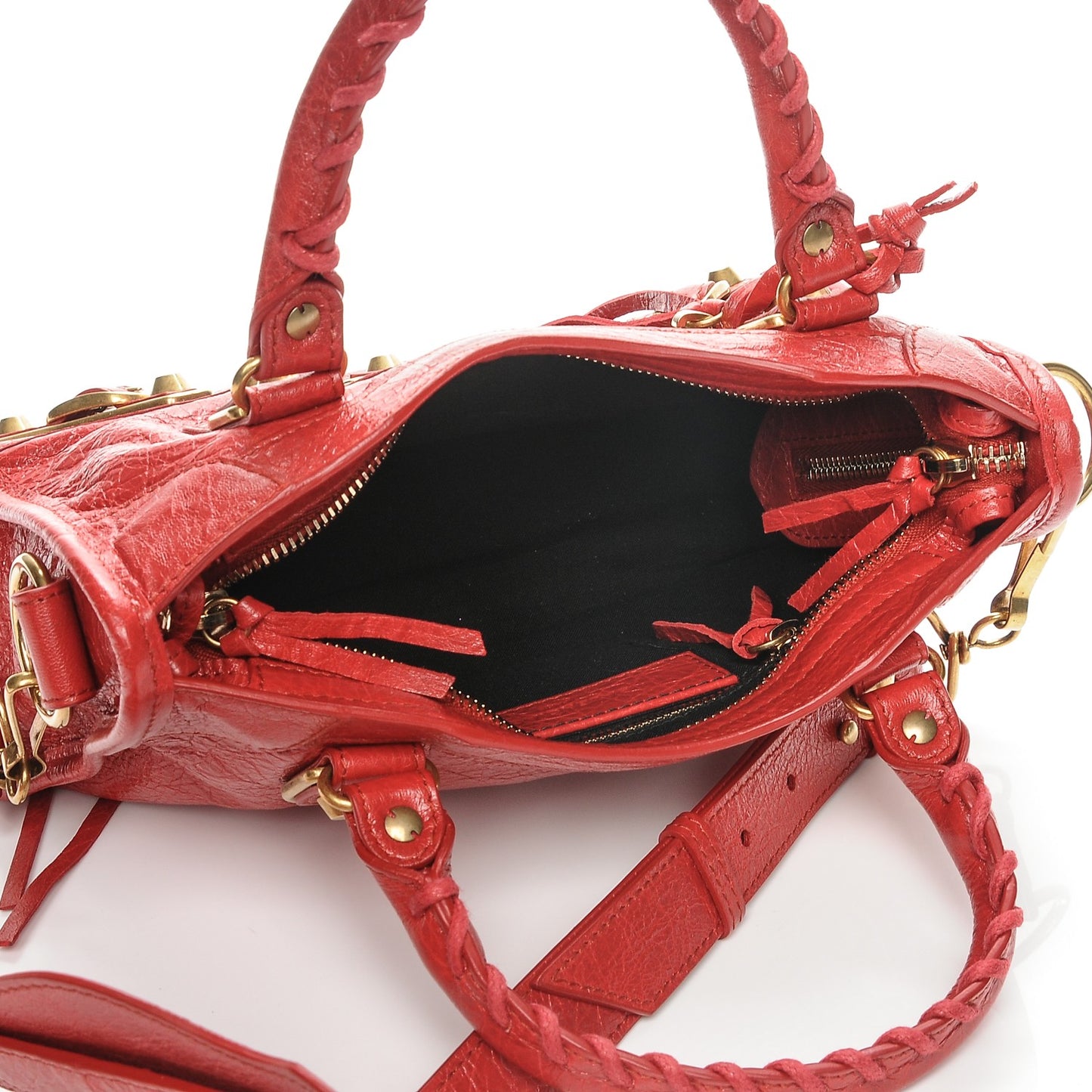 Agneau Gold Metallic Edge Hardware Mini City Rouge Rubis