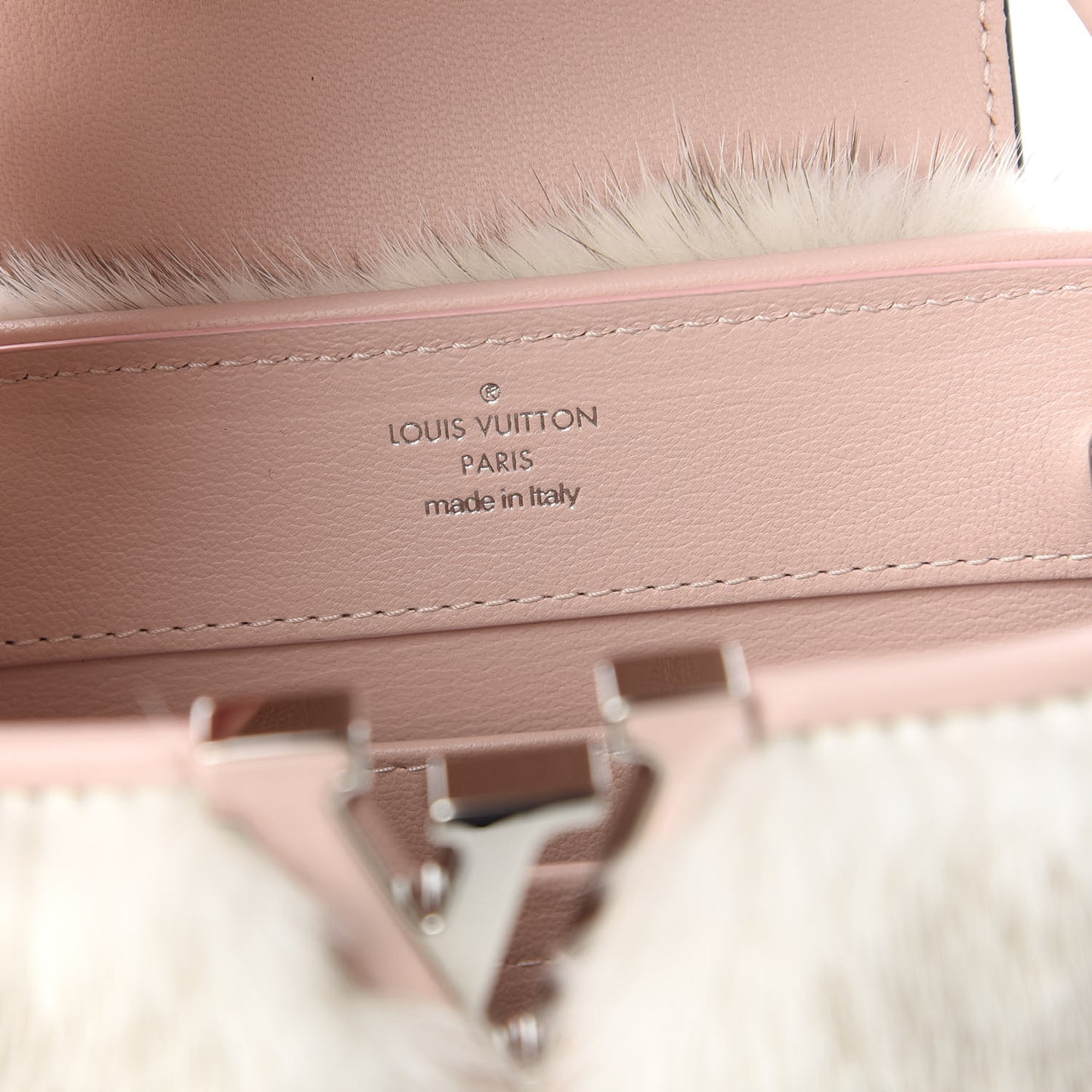 Mink Calfskin Goatskin Capucines Mini Silver Snow Grey Rosewater Pink