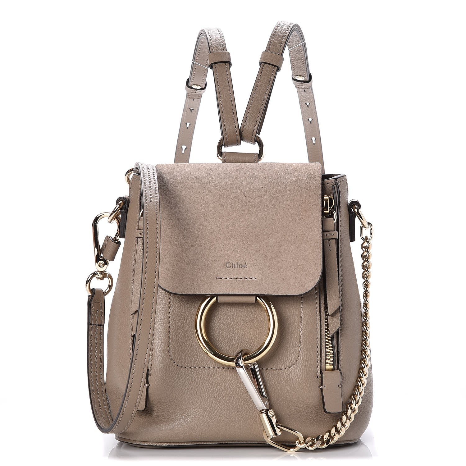 Chloe Suede Calfskin Mini Faye Backpack Motty Grey 1 of 7