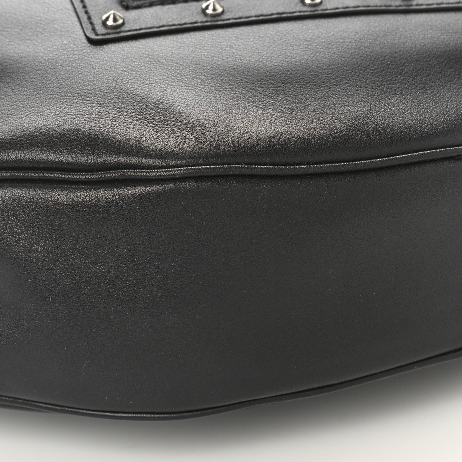 Versace Calfskin Studded Medium Repeat Zip Hobo Black 8 of 8