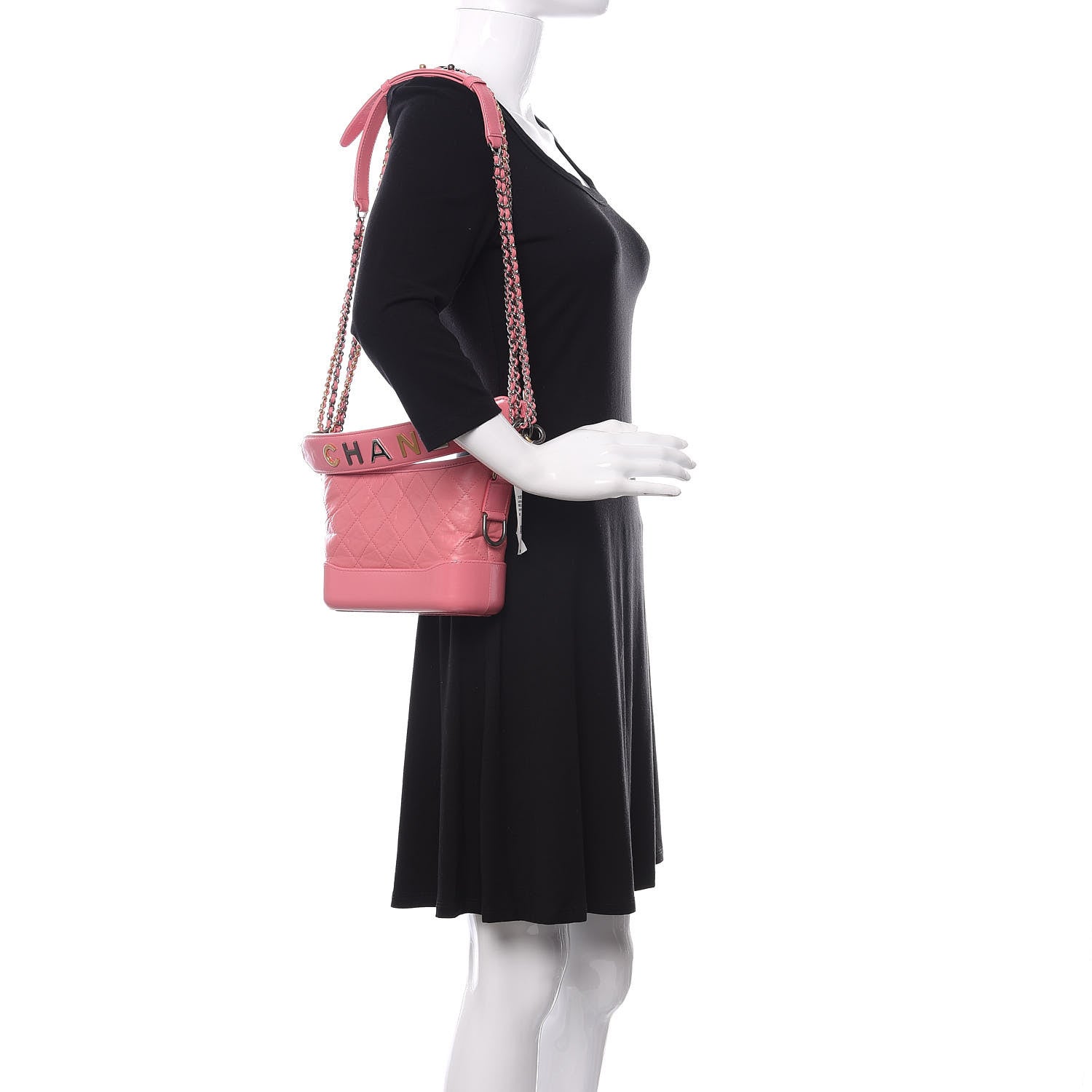 Chanel Aged Calfskin Quilted Small Gabrielle Logo Hobo Rose 2 of 9