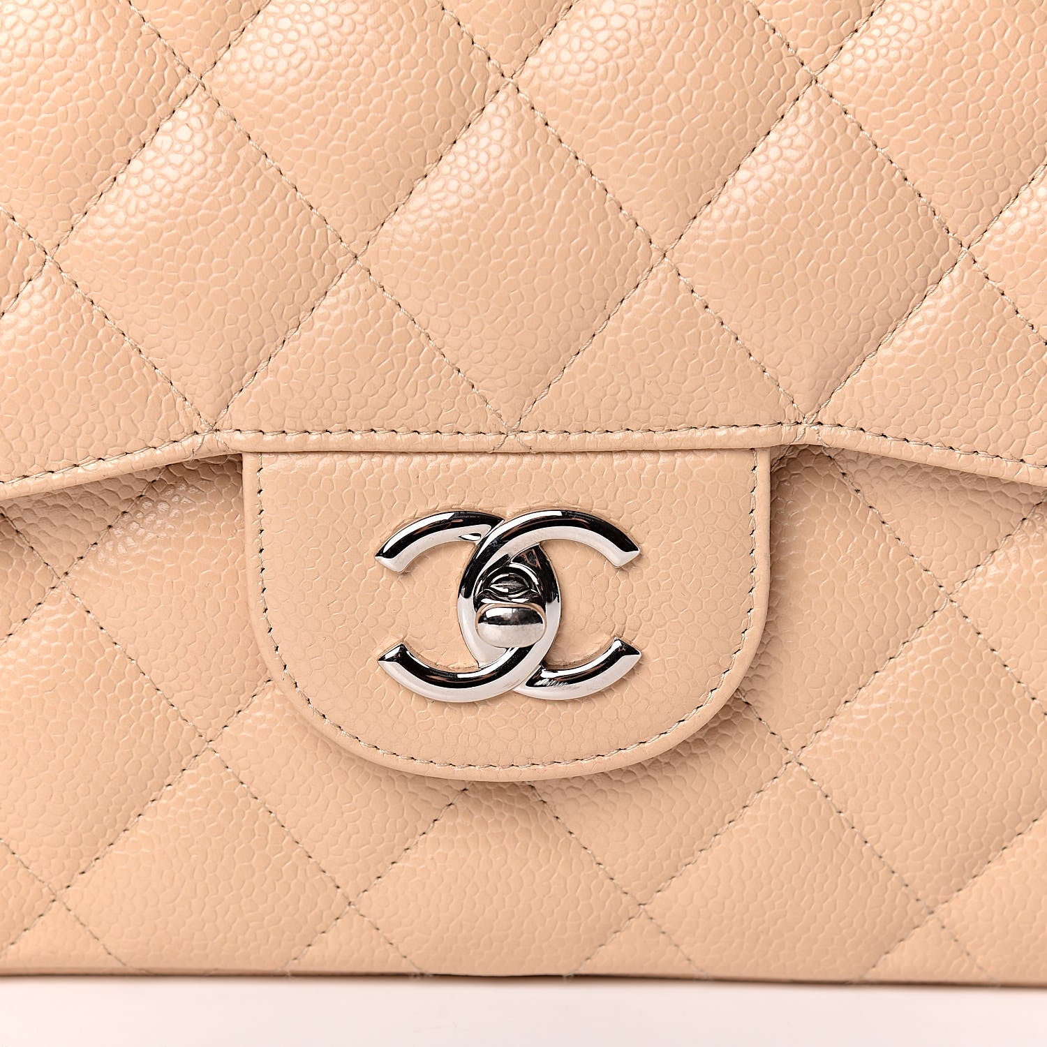 Chanel Caviar Quilted Jumbo Double Flap Beige 11 of 12