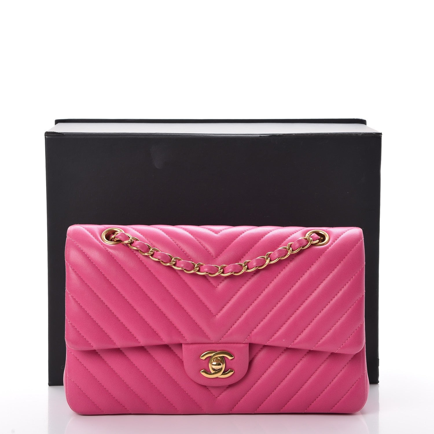 Chanel Lambskin Chevron Quilted Medium Double Flap Pink 12 of 12