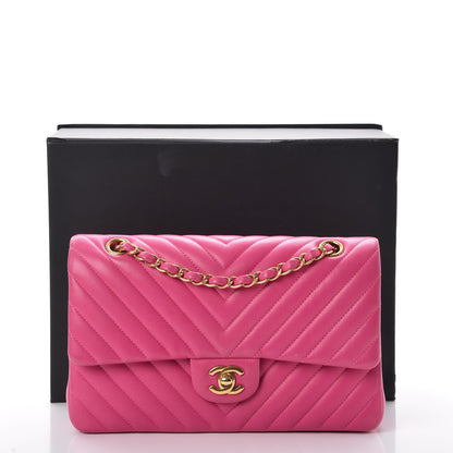 Chanel Lambskin Chevron Quilted Medium Double Flap Pink 12 of 12