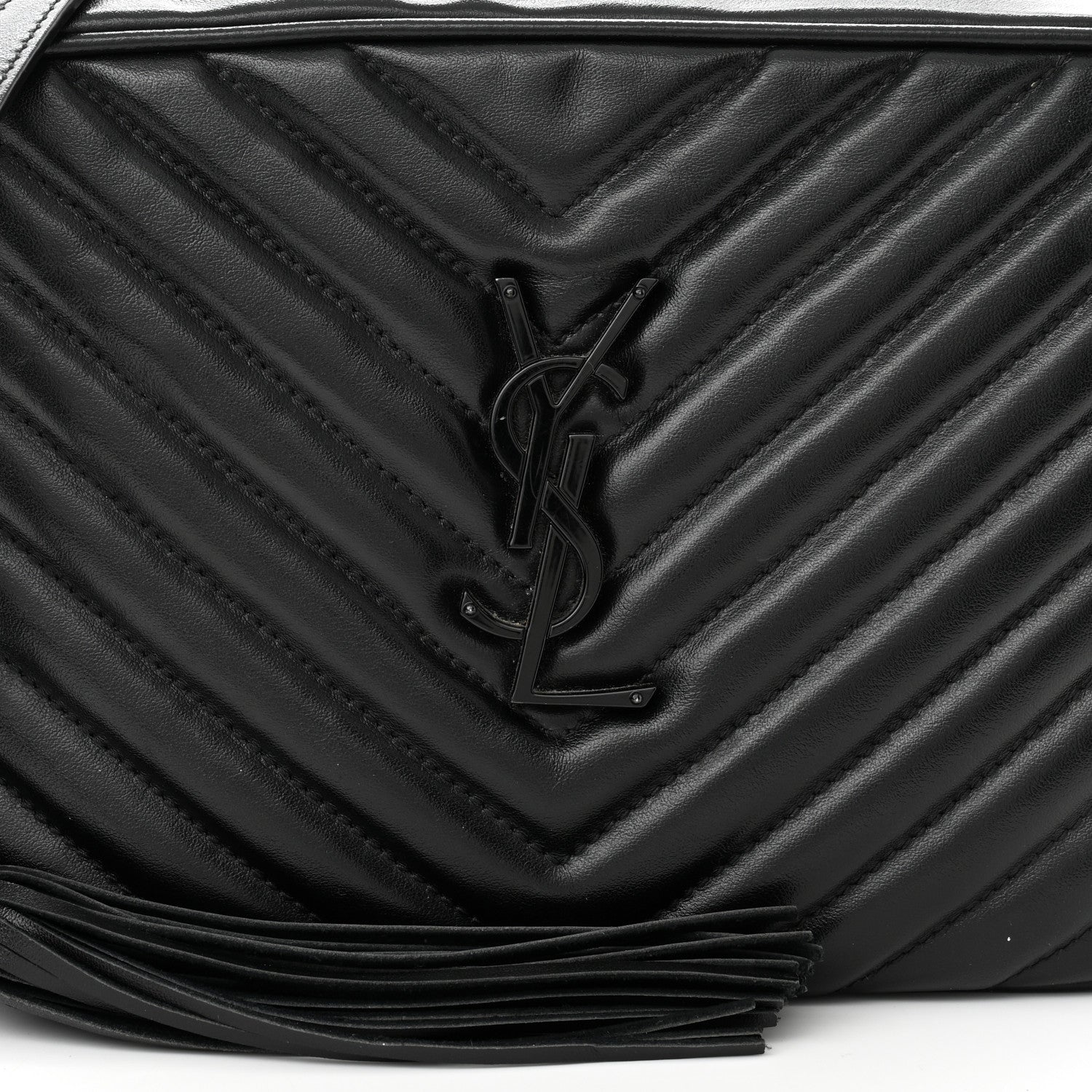 Saint Laurent Calfskin Matelasse Monogram Monochrome Lou Camera Bag Black 8 of 13