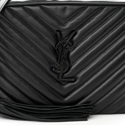 Saint Laurent Calfskin Matelasse Monogram Monochrome Lou Camera Bag Black 8 of 13