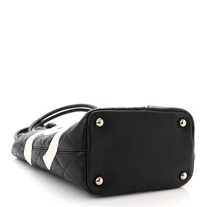 Chanel Calfskin Quilted Small Cambon Tote Black White 4 of 10