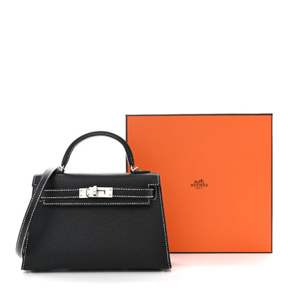 Hermes Chevre Mysore Horseshoe Mini Kelly Sellier 20 Black Lime 11 of 11