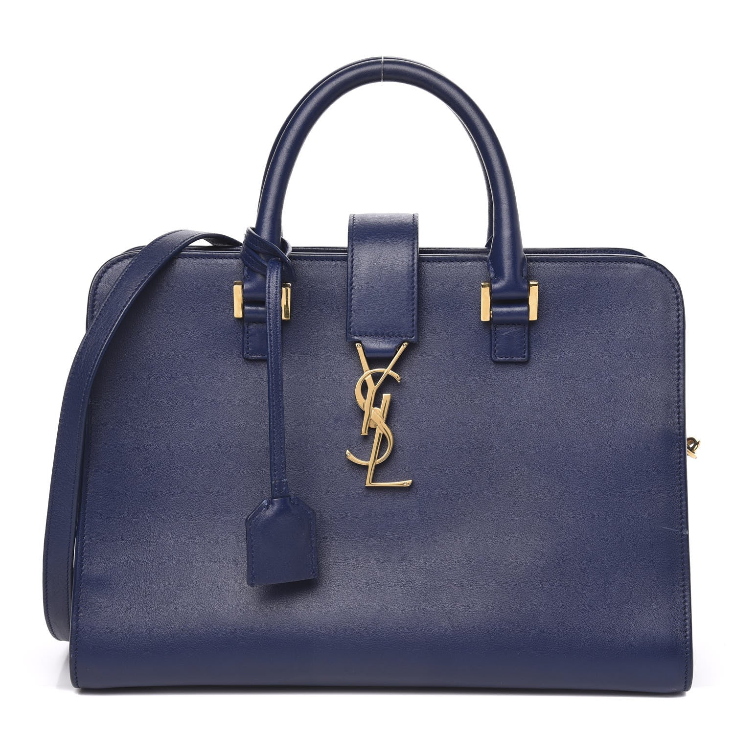 Saint Laurent Smooth Calfskin Small Monogram Cabas Navy 1 of 15