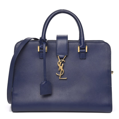 Saint Laurent Smooth Calfskin Small Monogram Cabas Navy 1 of 15