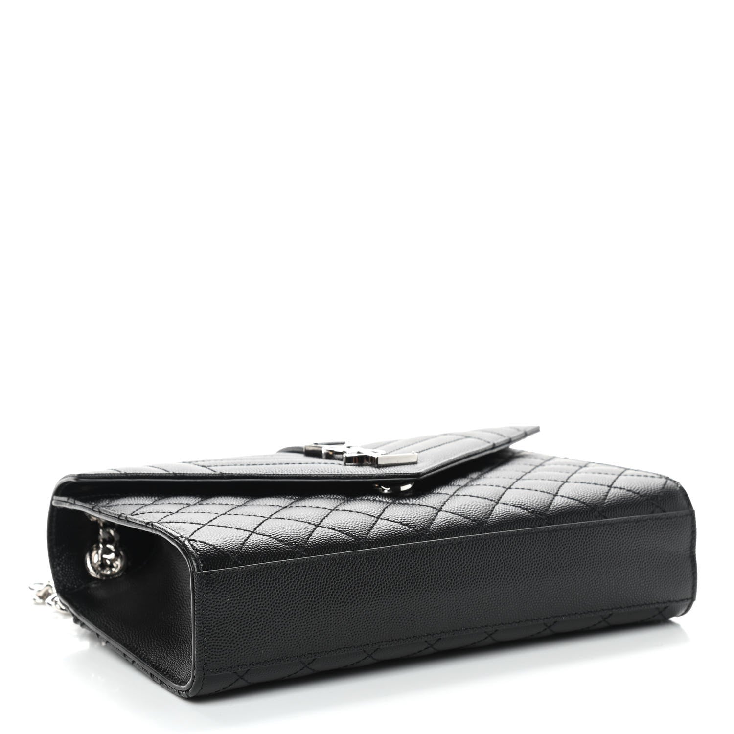 Saint Laurent Grain De Poudre Textured Mixed Matelasse Triquilt Medium Monogram Satchel Black 4 of 8