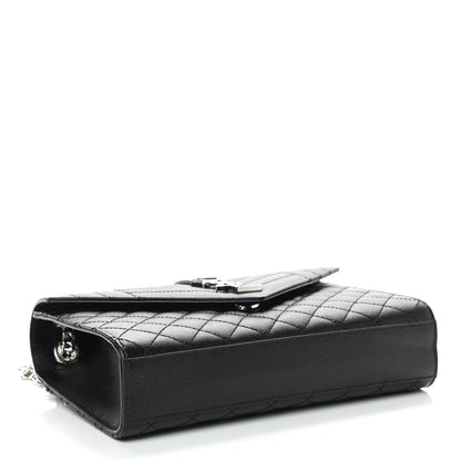 Saint Laurent Grain De Poudre Textured Mixed Matelasse Triquilt Medium Monogram Satchel Black 4 of 8