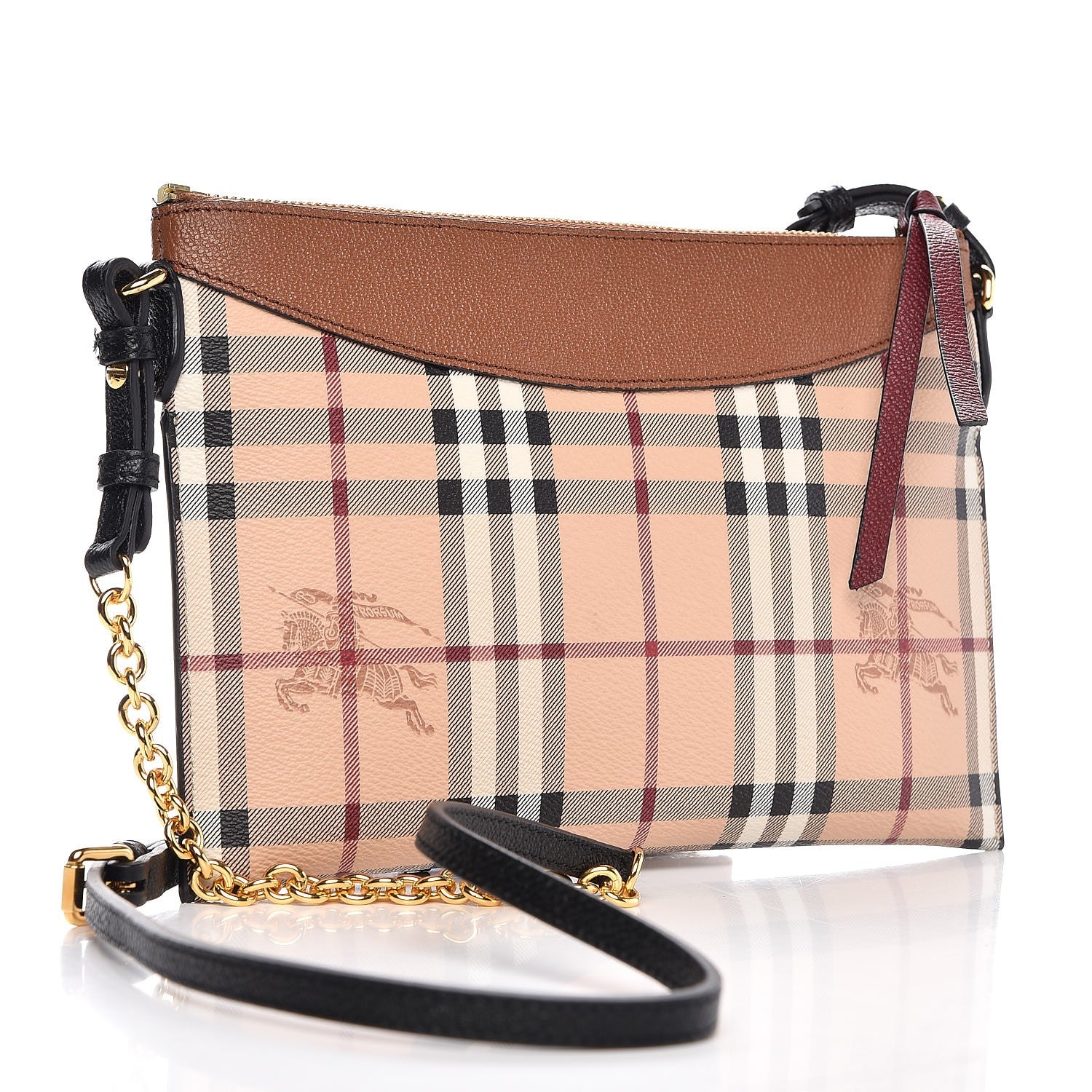 Burberry Haymarket Check Peyton Crossbody Clutch Bag Toffee 3 of 8