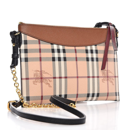 Burberry Haymarket Check Peyton Crossbody Clutch Bag Toffee 3 of 8