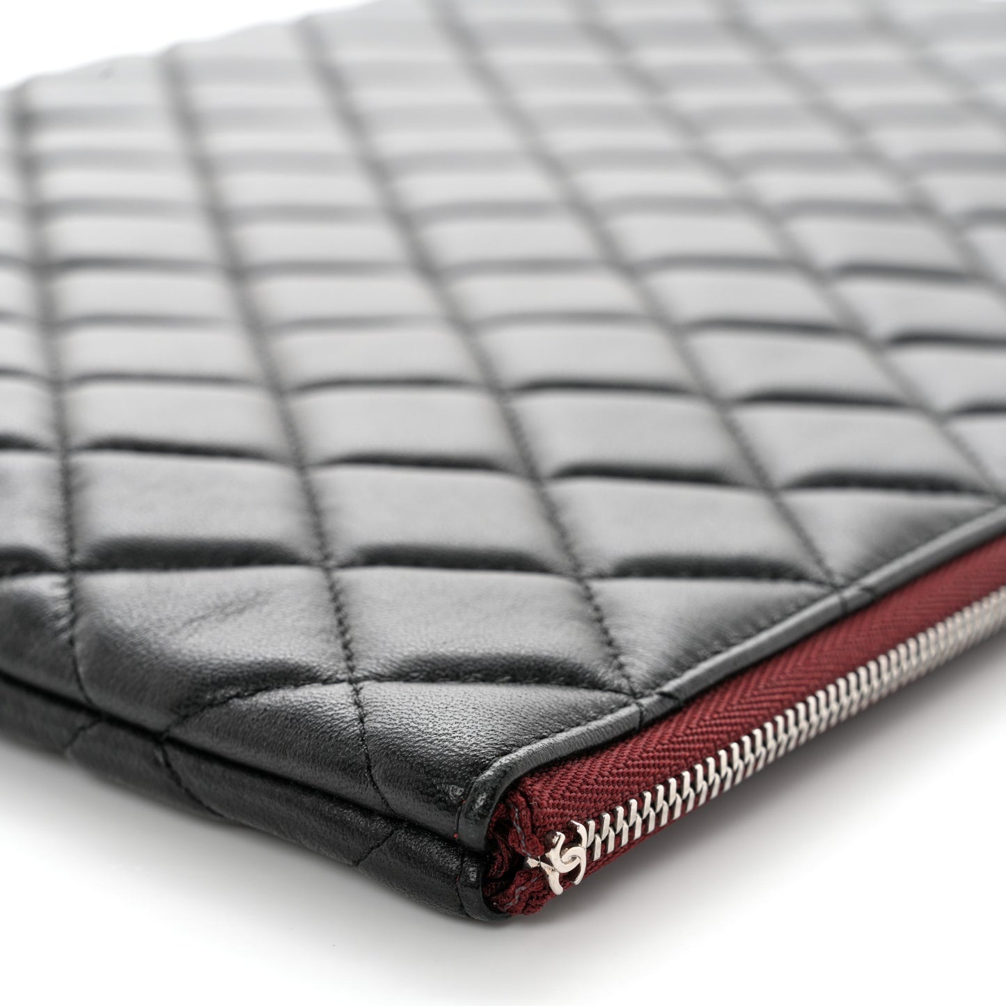 Lambskin Quilted Large Cosmetic Case Black