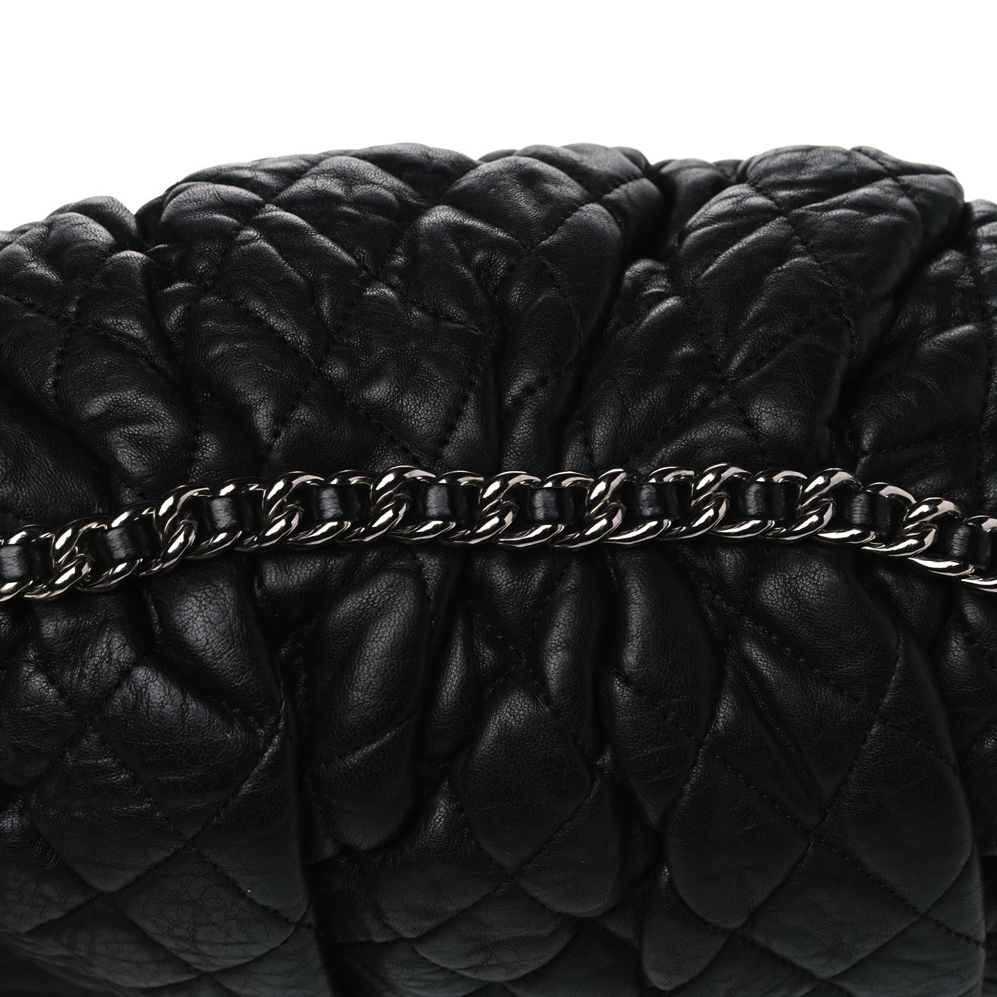 Washed Lambskin Quilted Large Chain Around Messenger Black