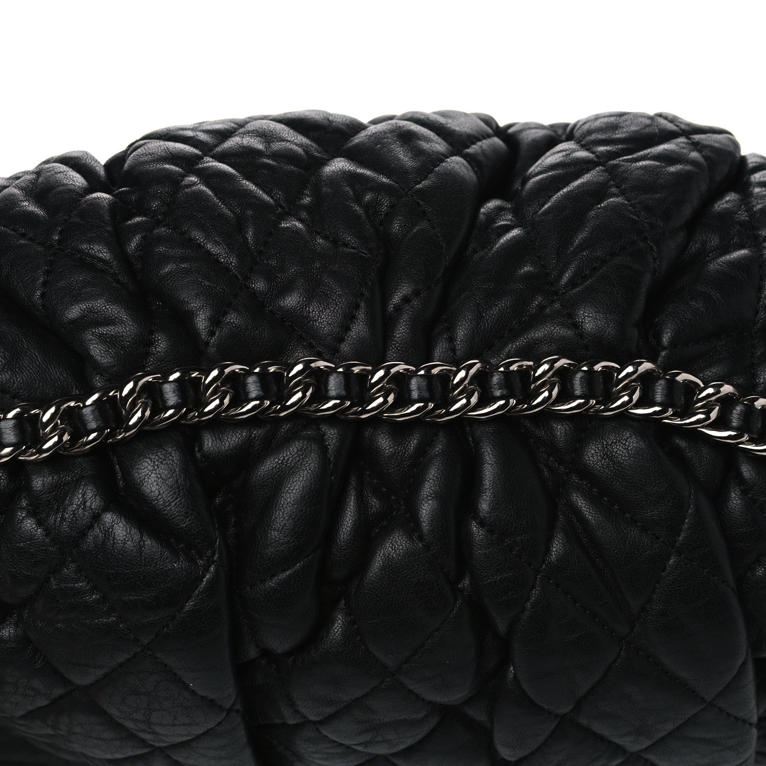 Chanel Washed Lambskin Quilted Large Chain Around Messenger Black 6 of 7