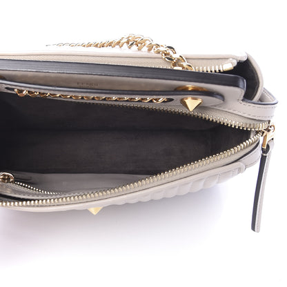Fendi Shiny Nappa Trapuntata Chain Small DotCom Click Chain Satchel Grigio Polvere 4 of 9