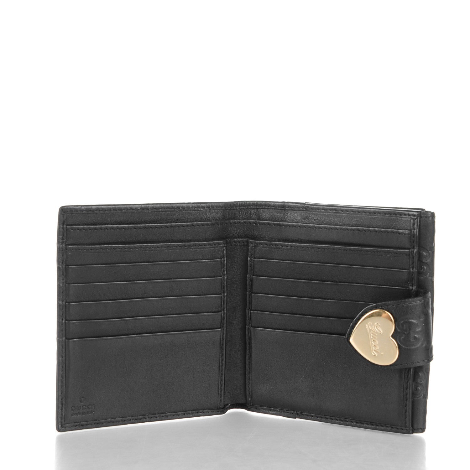 Gucci Guccisima Heart French Flap Wallet Black 6 of 7