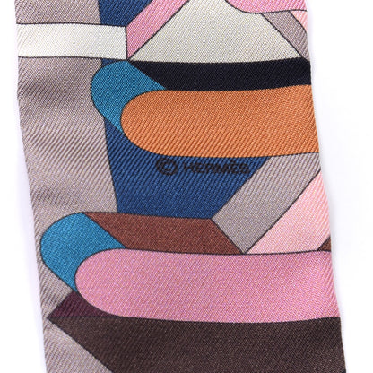 Hermes Silk Perspective Cavaliere Twilly Vieux Rose Marrone Canard 4 of 4