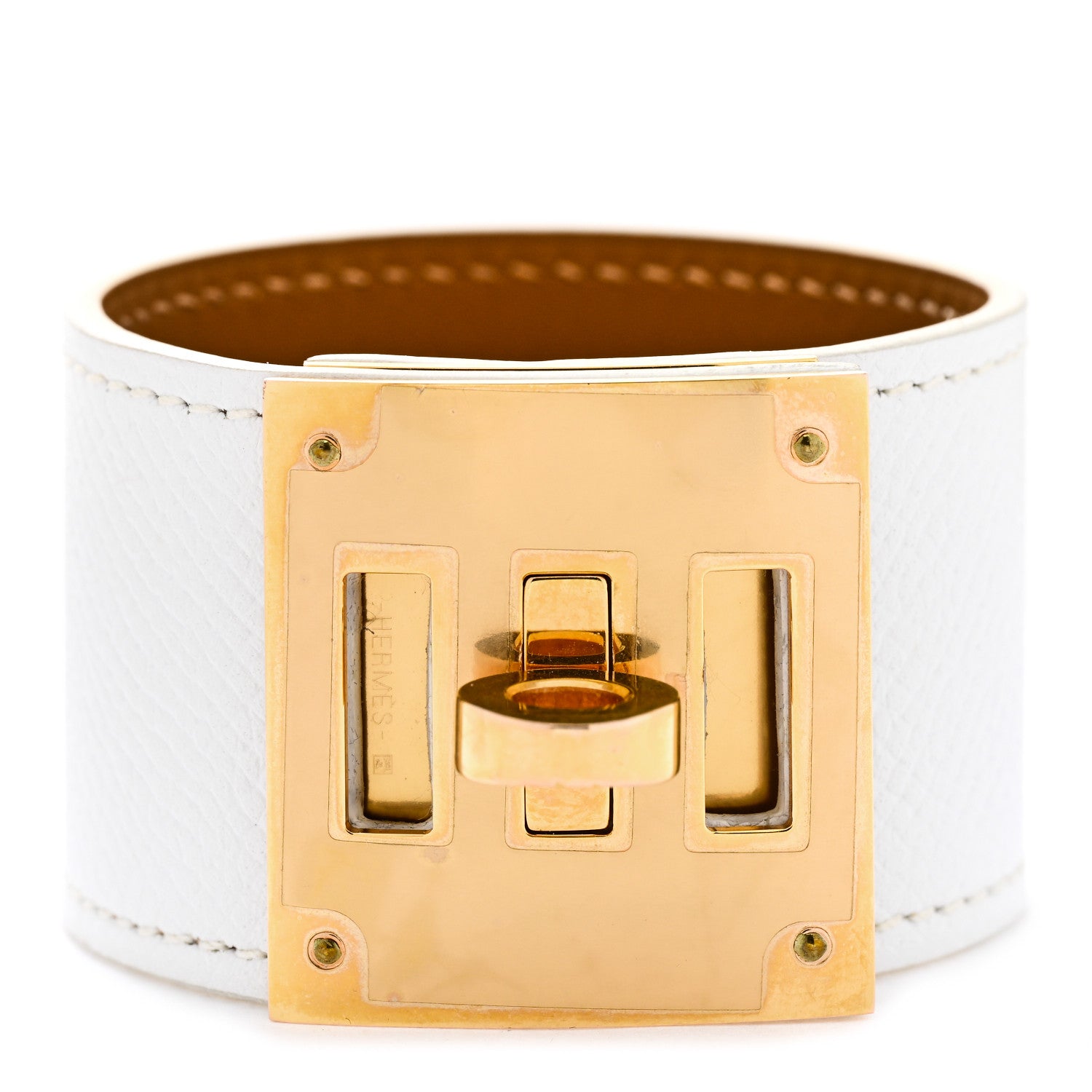 Hermes Epsom Kelly Dog Bracelet T2 White 1 of 6