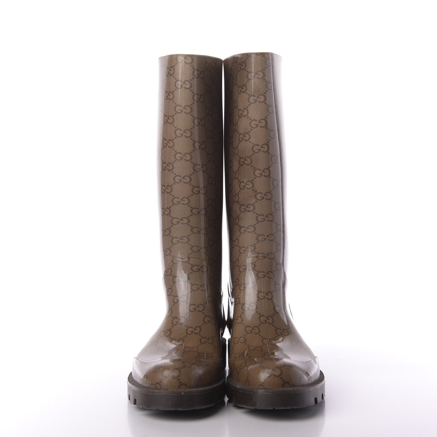 Gucci Rubber Monogram Edinburg Rain Boots 40 Transparent Cocoa 2 of 8